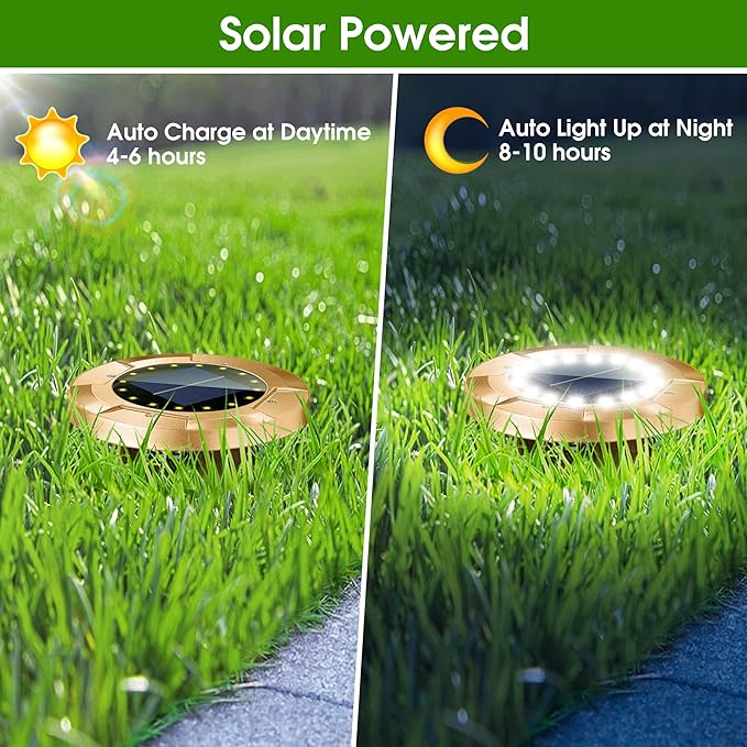 Biling Solar Ground Lights Outdoor, Bright 16 LEDs Solar Lights Outdoor Waterproof, Bronze Landscape Lights Solar | Lumora