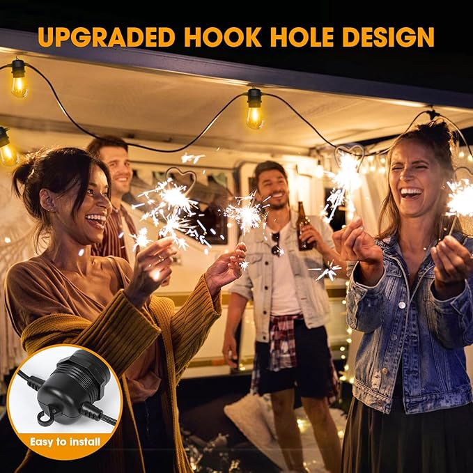 100FT LED Outdoor String Lights, Commercial Grade Patio Lights with 30+2 Shatterproof S14 Edison Vintage Bulb for | Lumora