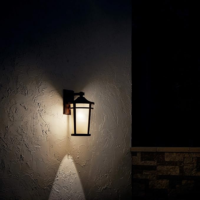 Kichler Atwood 17.75" 1 Light Outdoor Wall Light with Light Umber Mist and Brown Stone