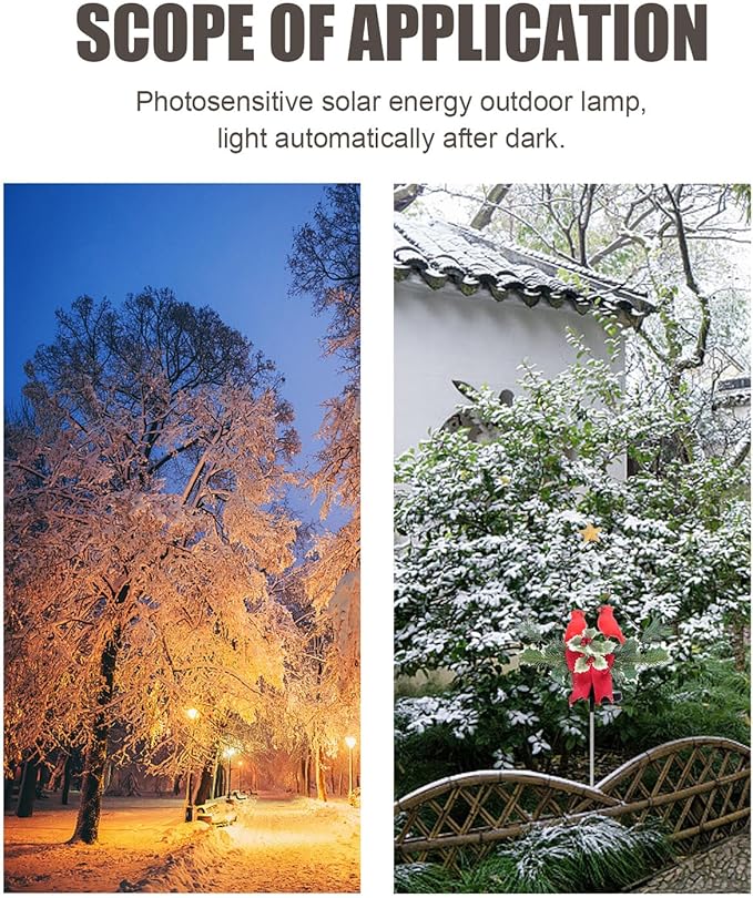 Solar Charging Red Bird LED Path Light Waterproof Outdoor Xmas Tree Lawn Garden Decorative Landscape Lamp for Patio Yard Christmas Solar Lighting
