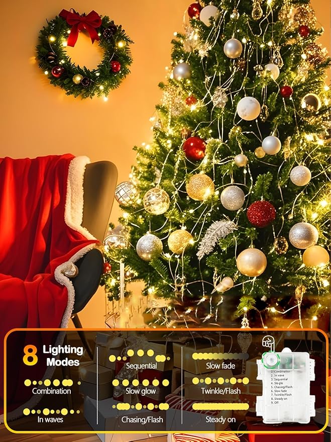 100 LED Fairy Lights Battery Operated with Remote, 33FT Waterproof Twinkle Lights with Timer & 8 Modes, Fairy | Lumora
