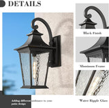 Emliviar 25 Inch Exterior Lighting Fixture, Black Outside Lights for House, Outdoor Wall Lantern with Water Ripple | Lumora