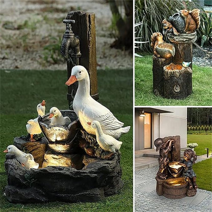 Solar Outdoor Lights, Duck Family Garden Lights, Resin Decorative Light for Yard, Pathways, Solar Spot Light Outdoor, Security Lights, Garden Statues, Cute Stuff