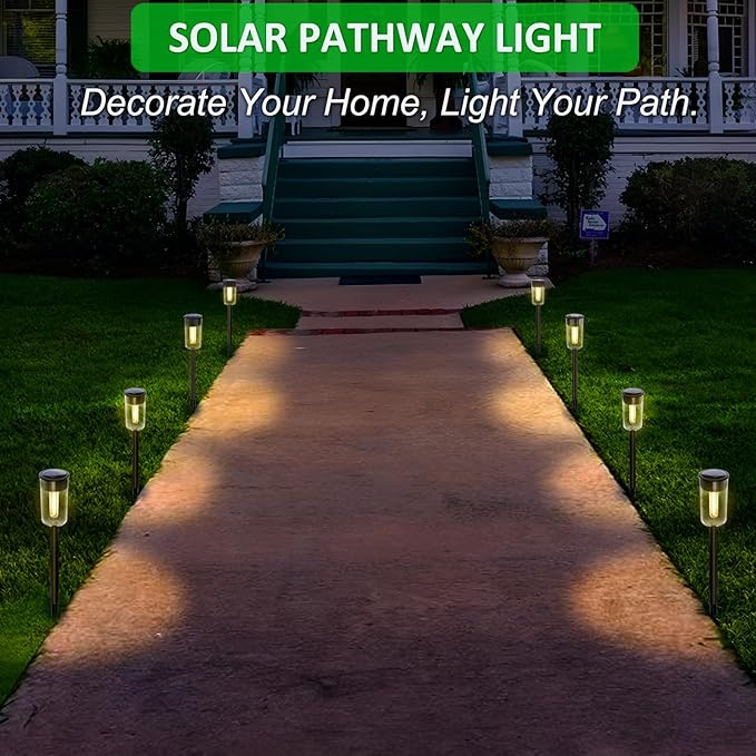 Solar Pathway Lights Outdoo 8 Pack, Bright Solar Path Lights Outdoor, IP65 Waterproof Garden Lights Solar Powered Landscape Lighting for Outside Yard Lawn Patio Walkway Driveway