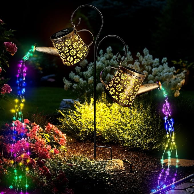 Solar Watering Can Lights Outdoor, IP65 Waterproof Garden Decor Solar Garden Light 8 Multi-Color Changing Modes One | Lumora