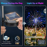2 Pack Solar Firework Lights Outdoor - Verified 200 LED & 8 Modes - Starburst Solar Powered Garden Lights | Lumora