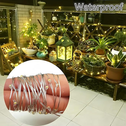 40ft 100LED Solar String Lights Outdoor with 8 Modes & Waterproof - Warm White Solar Fairy Lights for Garden, Patio, Yard, Wedding, Party Decor