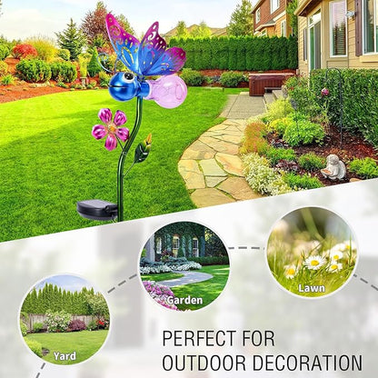 Afirst Decorative Solar Lights Outdoor Solar Butterfly Stake Lights Metal Decorative Garden Lights Outdoor Waterproof Stakes for Pathway Yard Lawn Decoration Mothers Day Mom Gifts