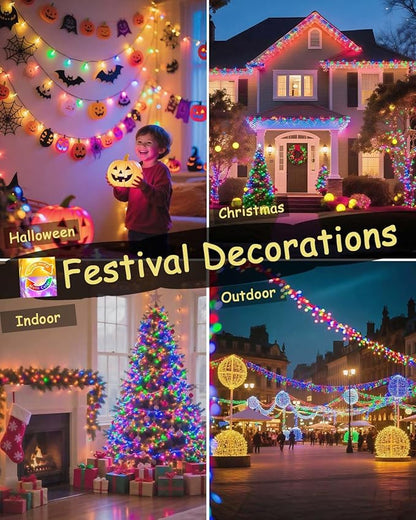 580 LED String Lights, 196FT Indoor Outdoor Fairy Lights, Waterproof Twinkle Christmas Decorations Lights with Remote for Bedroom Outside Tree Garden Halloween Patio Camping Wedding Party Decor