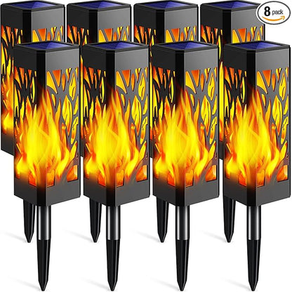 TomCare Flickering Flames Pathway Lights Solar Powered Decorative Garden Waterproof Torch Outdoor Landscape Lighting for Yard Patio