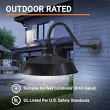 17in. Satin Black Outdoor Gooseneck Barn Light Fixture With 22in. Long Extension Arm - Wall Sconce Farmhouse | Lumora