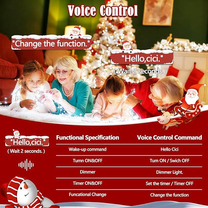 2026 New Voice Control 88ft 240LED Smart Christmas String Lights Outdoor/Indoor | String Lights with Remote, 12Modes, 7Voice Commands & Timers, Christmas Twinkle Light for Xmas Tree Decor (Cool White)