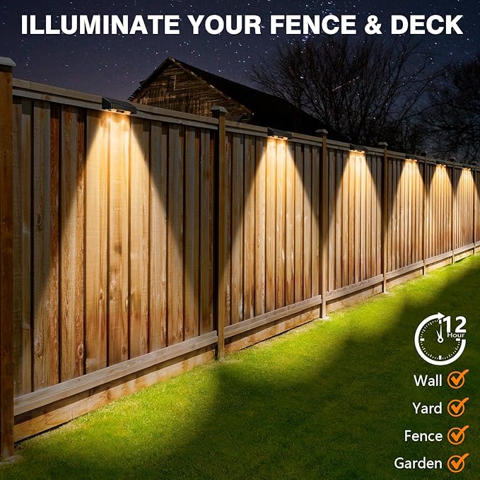 Solar Fence Lights 9-Color&11 Modes Solar Wall Lights Outdoor Waterproof RGB Solar Light Outdoor for Backyard,Step Railing,Pathway,Patio,Garden,Fence,Wall 8Pack
