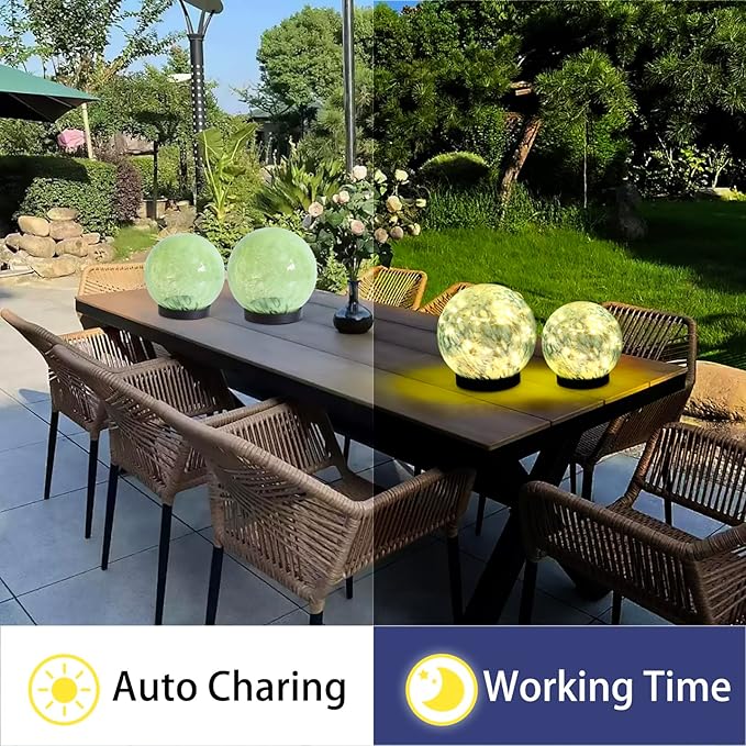 Solar Lights Outdoor Waterproof Powered-Clear Glass Globes Lights for Patio, Yard, Camping, Garden, Stylish Portable Lighting for Homeowners & Enthusiasts (Green)