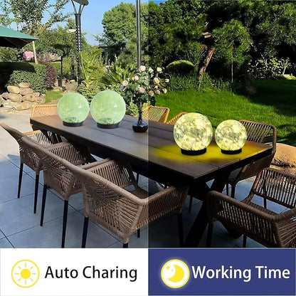 Solar Lights Outdoor Waterproof Powered-Clear Glass Globes Lights for Patio, Yard, Camping, Garden, Stylish Portable Lighting for Homeowners & Enthusiasts (Green)