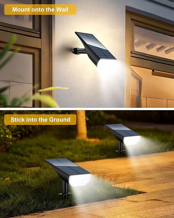 BAXIA TECHNOLOGY Solar Spot Lights Outdoor Waterproof, 3 Lighting Modes Solar Landscape Lights, Dusk to Dawn Spot | Lumora