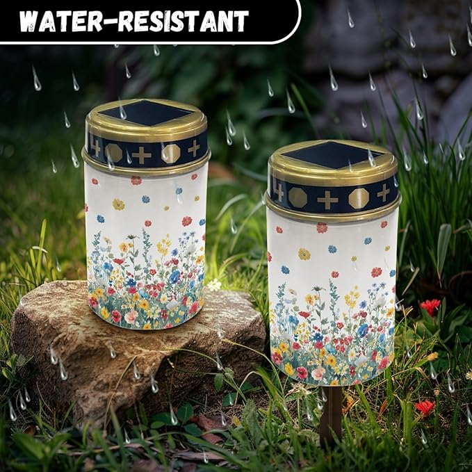 Floral Waterproof Solar Pathway Lights Outdoor Landscape Lighting Flameless Warm White Lantern Solar-Powered Fairy | Lumora