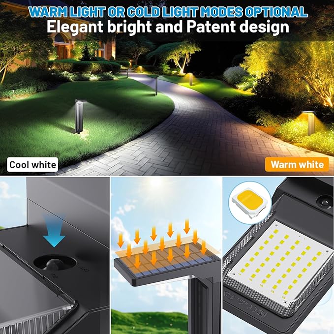 Sunvivo Solar Pathway Lights,2 Modes(Cool White or Warm White),Bright Solar Path Lights Outdoor Waterproof,Perfect | Lumora