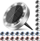 Peasur Solar Ground Lights Outdoor, 24 Pack Flat Solar Powered Disc Lights, IP68 Waterproof, Anti-Rust, Landscape | Lumora