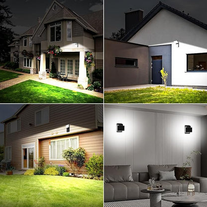 ledmo 60W LED Outdoor Wall Light Switch Control 360° Rotatable Head with 180° Tilt Modern Commercial Security Lights Exterior Rotate Freely Patio Lighting 5000k IP66 for Porch/Yard/Barn，8 Pack
