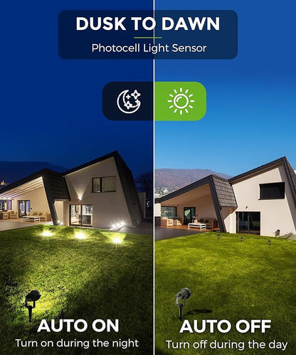L LOHAS LED 10W Dusk to Dawn Outdoor Lighting, Auto On/Off 3000K Landscape Spot Lights Outdoor, IP66 Waterproof Spot Lights for Yard, Garden, House, Pathway, Plant, UL Listed (2 Pack)