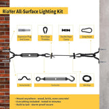 165FT All-Black Outdoor String Light Hanging Kit, 304 Stainless Steel Guide Wire with Matte Black Hardware Set | Lumora