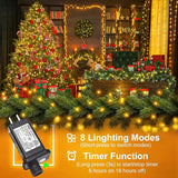 100FT 300 LED Christmas Lights Outdoor, Warm White Christmas Tree Lights with 8 Modes Waterproof, Connectable Green | Lumora