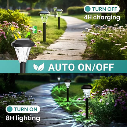 GIGALUMI Solar Outdoor Lights - LED Waterproof, Maintains 10 Hours of Lighting for Gardens, Paths, Yards, Patios, Driveways