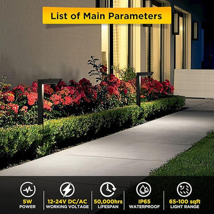 Gardencoin 3CCT LED Low Voltage Landscape Pathway Light, 12V Premium 3000K/4000K/5000K Selectable Path Lights Wired, Modern Walkway Lights Outdoor, Higher Housing with Larger Stake (19.71IN, 12pack)