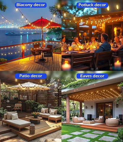 luckystyle 120FT LED Outdoor String Lights with 30+2 Edison Shatterproof Waterproof Bulbs, 2700K Commercial Grade Patio Lights, Heavy Duty Outside Hanging Outdoor Lights for Garden Porch Deck Decor