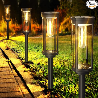 Solar Pathway Lights Outdoor 8 Pack, Bright Solar Path Lights Outside Waterproof, Sidewalk Lights Solar Powered Landscape Light for Walkway Driveway Lawn Patio Yard Garden