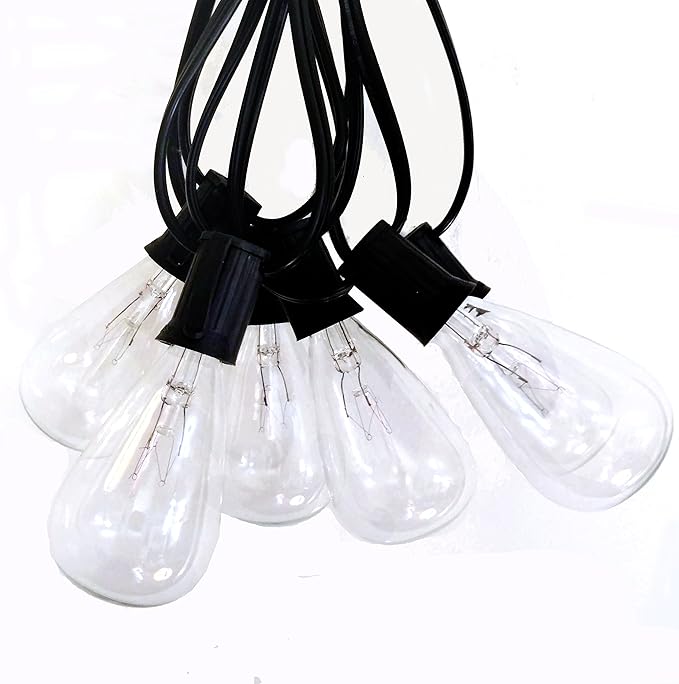 Hometown Evolution, Inc. Vintage Outdoor Patio String Lights with ST11 Clear Light Bulbs (Black Wire, 100 ft)