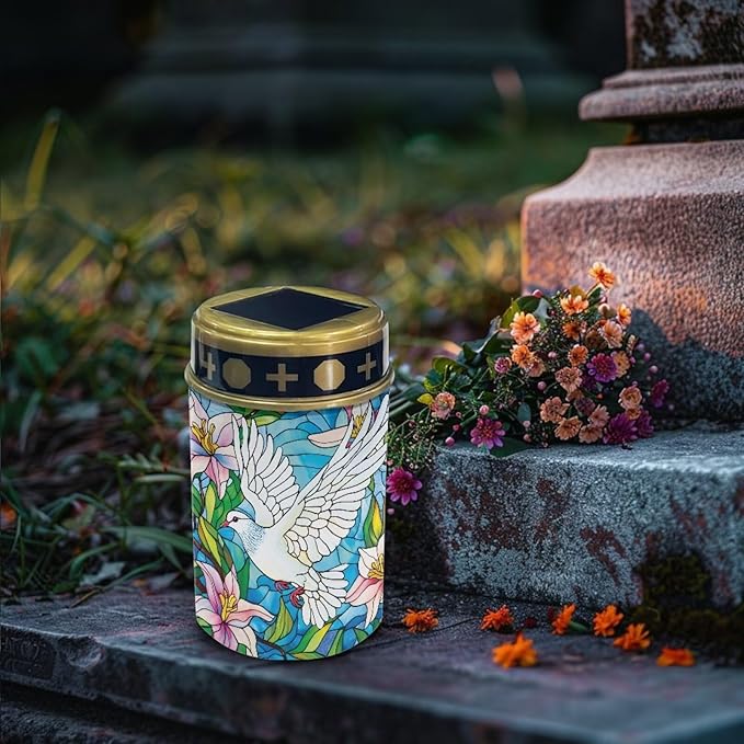 Solar Garden Lights, Pigeon Floral Pattern Outside Waterproof Light for Garden Yard Pathway Cemetery Grave Decor for Night Path Lights