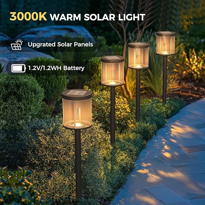 Solar Yard 4-Pack Solar Pathway Lights Outdoor, Garden Path Lights Outside Waterproof, Solar Powered Landscape Light for Pathway, Porch, Walkway, Driveway