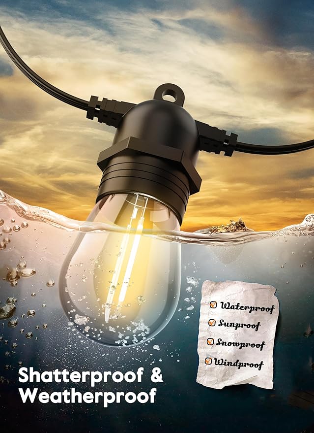 Brightown 50 Pack LED S14 Replacement Light Bulbs, Shatterproof E26 Medium Base Edison Vintage Bulbs Equivalent to | Lumora
