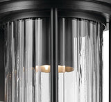 Kichler Barras 11.5" 1-Light Outdoor DarkSky Approved Wall Sconce with Clear Ribbed Glass in Black, Vertical Mount | Lumora