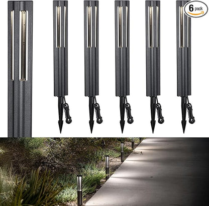 LEONLITE Low Voltage Path Lights, 3W LED Landscape Pathway Lights, Outdoor Landscape Lighting for Driveway, Garden, Aluminum, 12-15V AC/DC, IP65 Waterproof, 4000K Cool White, Black, Pack of 6