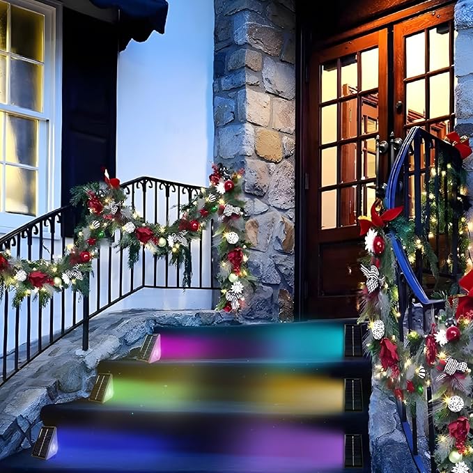 GEEKHOM LED Solar Step Lights Waterproof: Auto-On/Off Warm White & Color Changing for Outside - Outdoor Path Light | Lumora