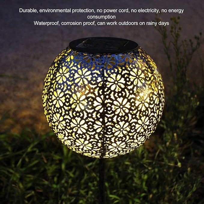 Solar Pathway Lights Outdoor, Solar Light Garden LED Solar Decorative Light Hollow Design Pathway Decor Landscape Light in Ground for Decorating