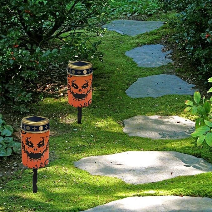 Ghost Face Solar Lights Outdoor Waterproof, Landscape Lighting Outdoor Solar Lights for Outside Solar Garden Lights for Pathway, Walkway, Patio, Yard, Lawn