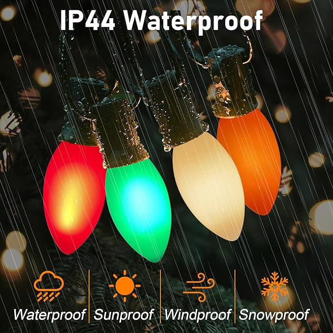 C9 Multicolor Christmas Lights Outdoor, 25Ft Vintage Christmas String Lights with 26 Colorful Ceramic Bulbs | Lumora