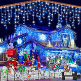 33ft Icicle Lights for Outside, Blue and White Christmas Lights Outdoor Indoor, 400 LED Twinkle String Light with | Lumora