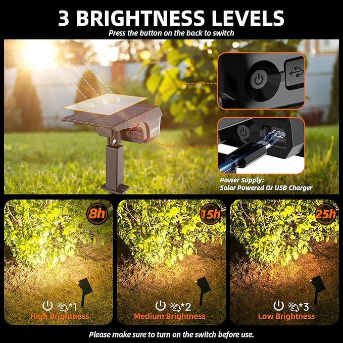 3 Brightness Modes Solar Outdoor Lights with Super Bright 40LEDs, 360 Adjustable Lighting Angle, USB Charging | Lumora