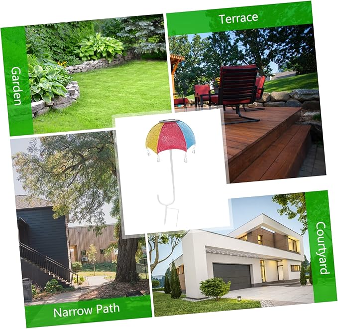SUPVOX Garden Stake Lights Lights Iron Umbrella Solar Pathway Lamp Outdoor Decor Illuminating Garden