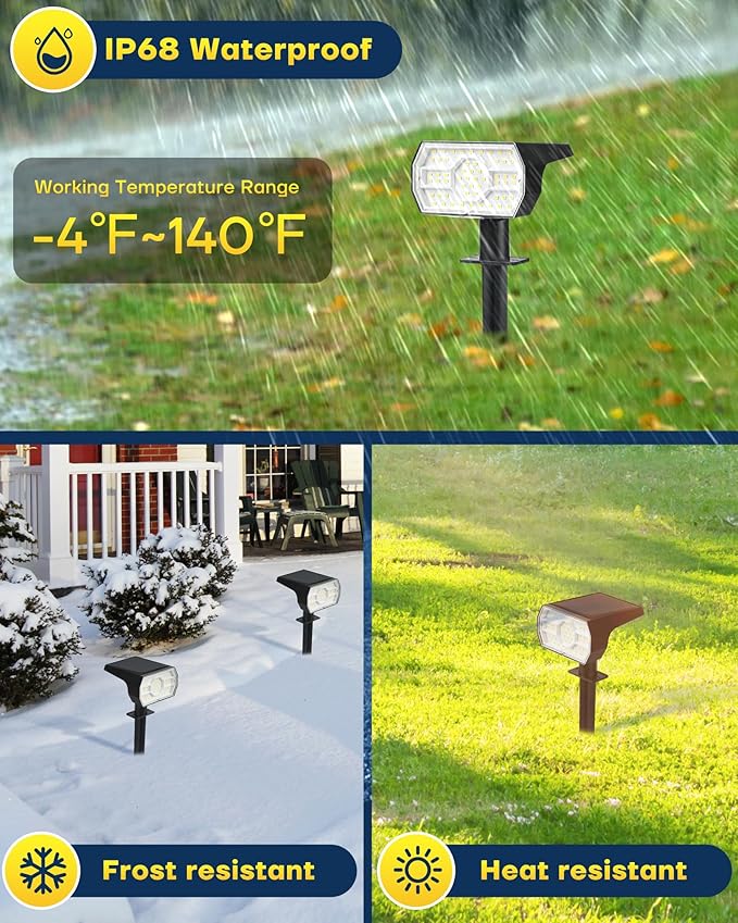 Kaxiida Solar Lights Outdoor Waterproof IP68, 3 Lighting Models Solar Powered Spot Lights Outdoor, 56LED Solar | Lumora