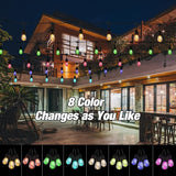 24FT Solar Outdoor String Lights, 12 Shatterproof Edison LED Bulbs, Dimmable RGB Color Changing Patio Lights | Lumora
