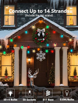 Vintage C9 LED Christmas Lights Outdoor, 50Ft C9 Multicolor Christmas String Lights with 52 Shatterproof LED Bulbs | Lumora
