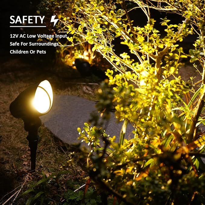 GOODSMANN Low Voltage Spotlights 8PK Landscape Lighting Kit 12V AC Replaceable LED Bulb Brown Outdoor Lighting 5W | Lumora