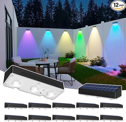 Solar Fence Lights 12 Pack,Solar Deck Lights Waterproof Led with 12 Modes RGB Color GlowColor Changing for Fenc,Yard,Garden,Patio,Backyard,Railing,Deck,Porchaily&Holiday Decorations