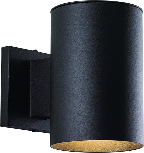VAXCEL Chiasso Modern Outdoor Porch Light, 5" W x 7.25" H Black Cylinder Wall Sconce, Waterproof Dark Sky Wall | Lumora